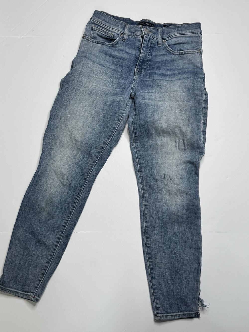Lucky Brand Ava Jeans Women’s 8/29 Light Wash Mid Rise Skinny Crop Raw Hem